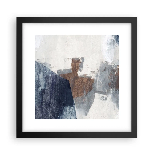 Plagát v čiernom ráme - Modro-hnedé tvary - 30x30 cm