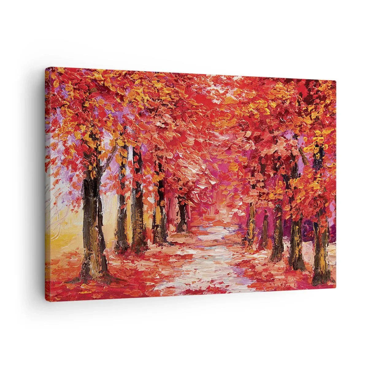 Obraz na plátne - Malebná ulička v jesenných farbách v impresionistickom štýle - 70x50cm - Jesenná impresia - Moderná nástenná dekorácia do obývacej izby a spálne ARTTOR