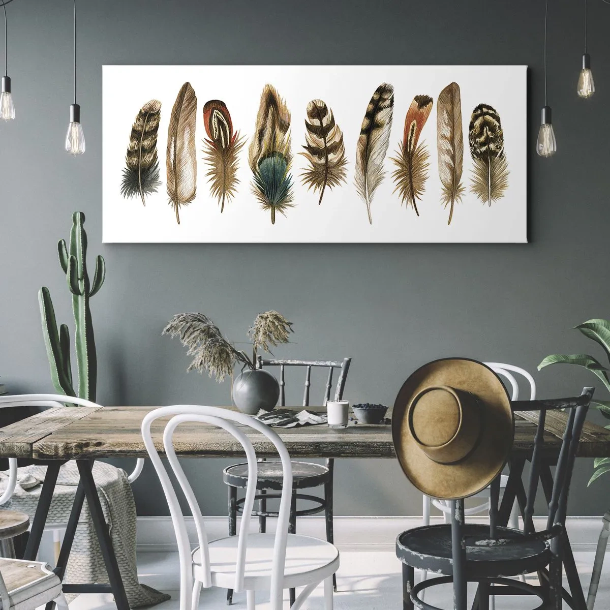 Obraz na plátne - Operená variácia - 100x40 cm