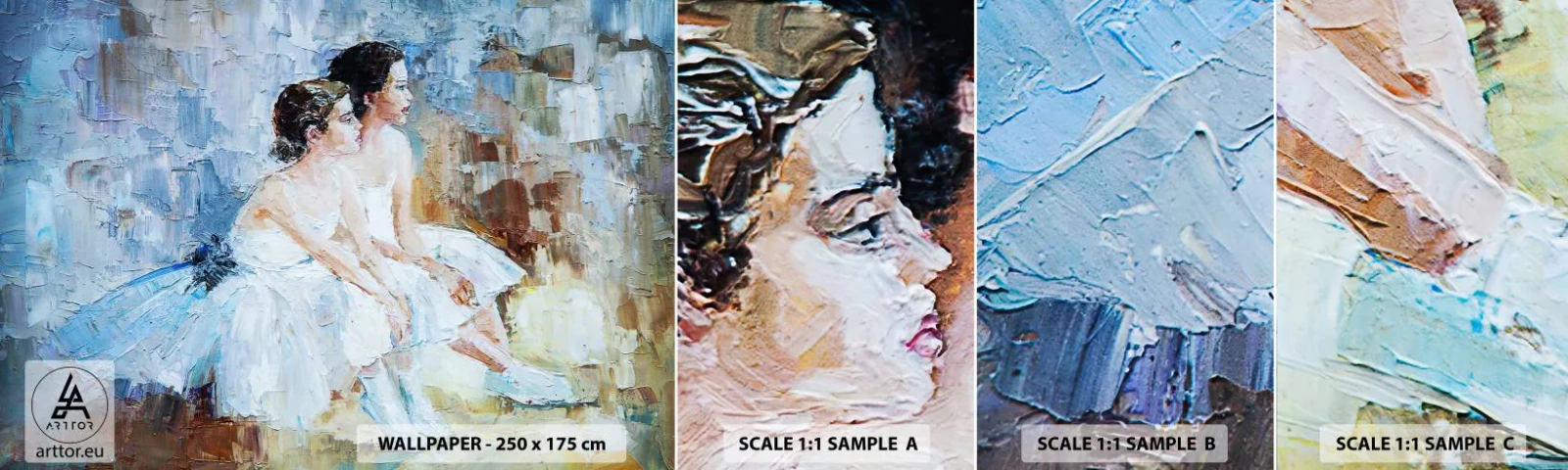 Vzorka samolepiacej fototapety Deluxe Sticker - Odpočinok mladých labutí - Balerína, Tancujte, balet - 100x30 cm