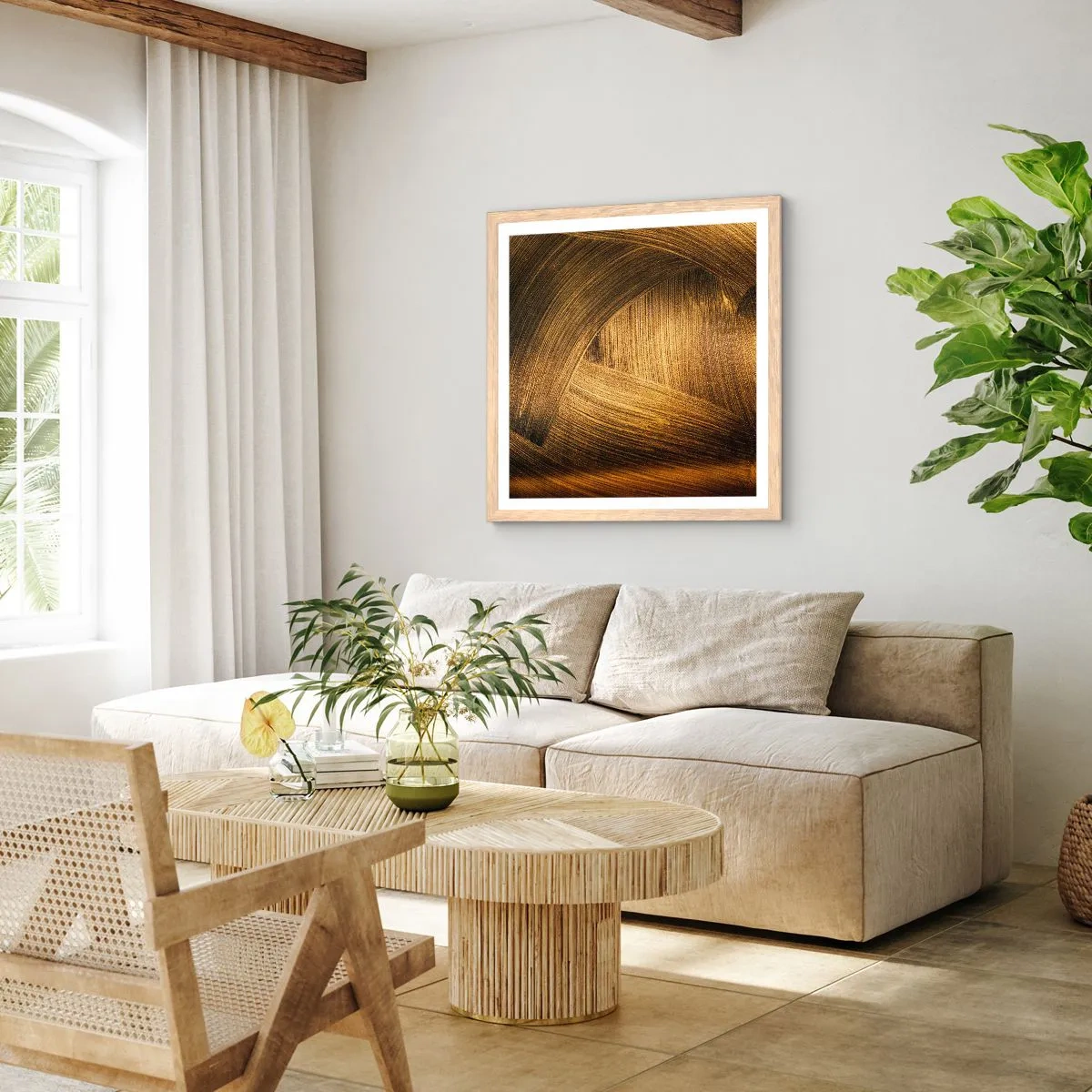 Plagát v ráme zo svetlého duba - V zlatom labyrinte - 60x60 cm