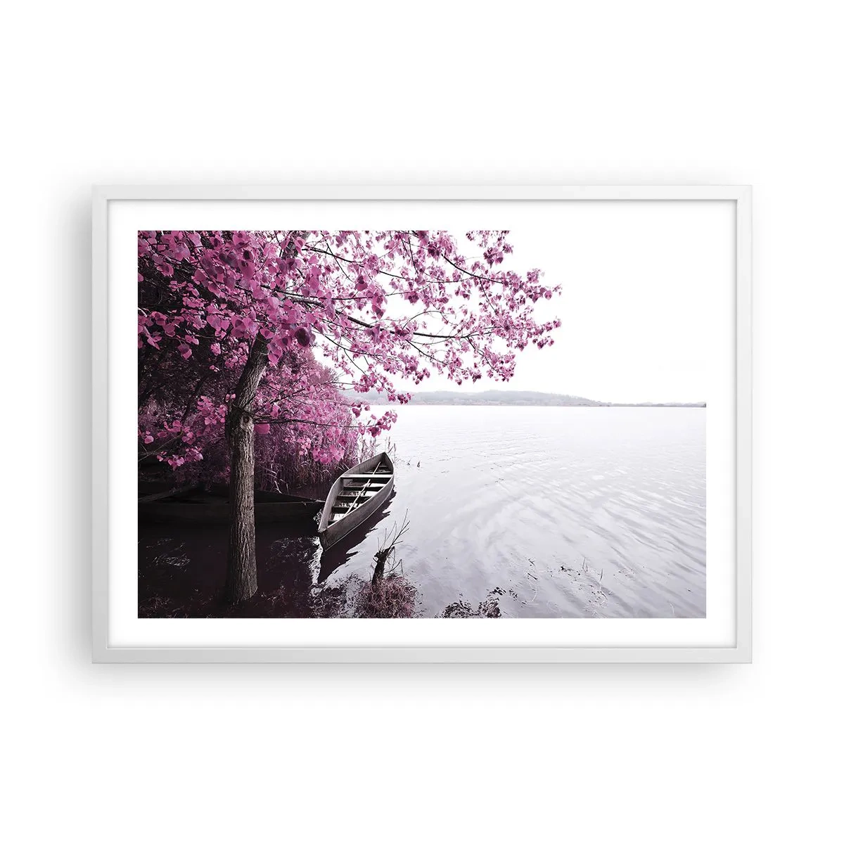 Plagát v bielom ráme - V ružovom tichu - 70x50 cm