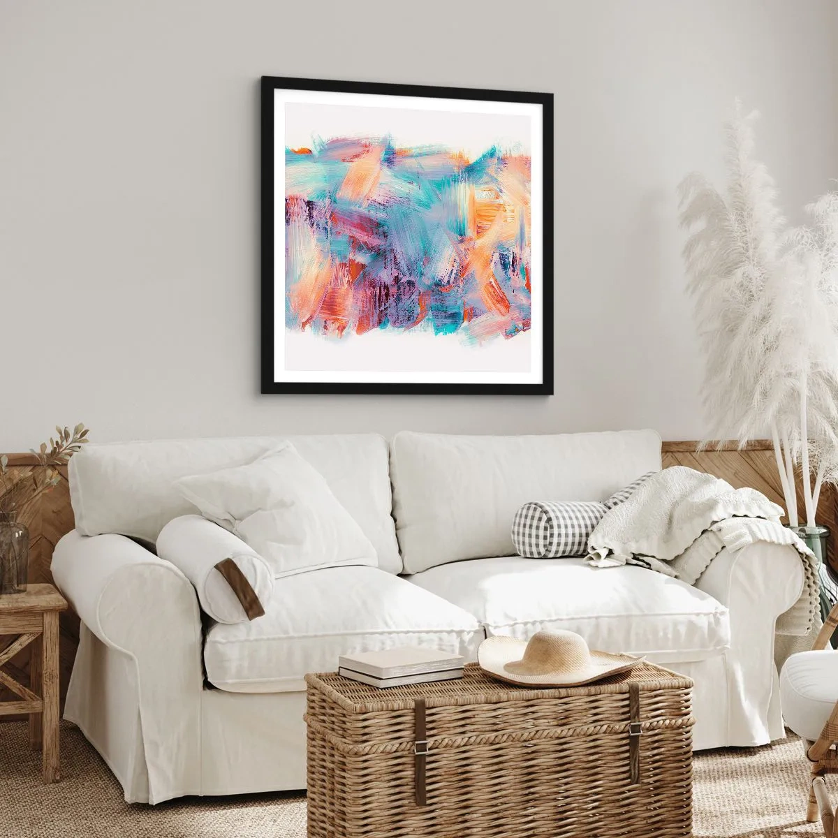 Plagát v čiernom ráme - Farebný neporiadok - 40x40 cm