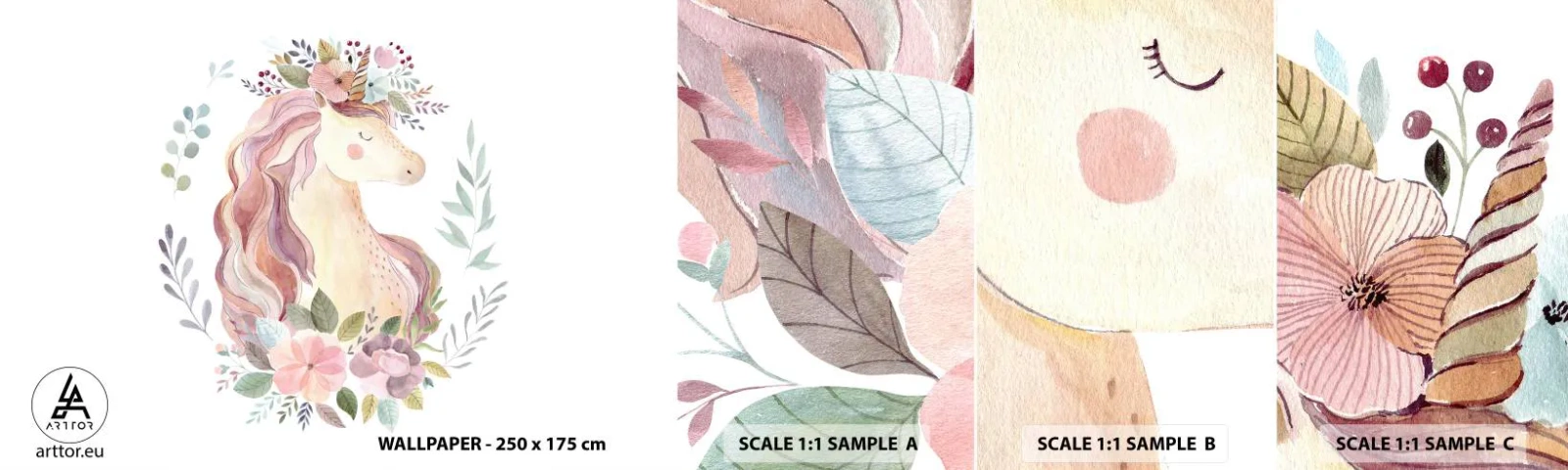 Vzorka Fototapeta Standard Eco - Pozvánka do ríše rozprávok - Jednorožec, Dievčenský, Pre deti - 100x30 cm