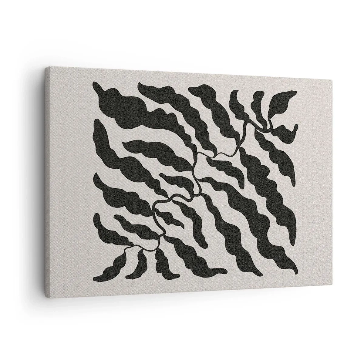 Obraz na plátne - Vetvičky s čiernymi listami na svetlom pozadí - 70x50cm - Povaha štvorca - Moderná nástenná dekorácia do obývacej izby a spálne ARTTOR