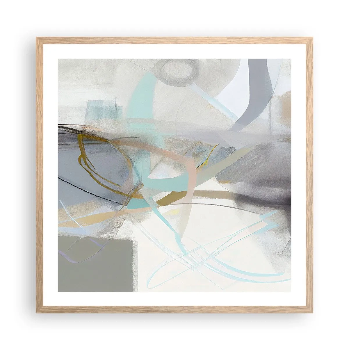 Plagát v ráme zo svetlého duba - Hmlistá abstrakcia - 60x60 cm