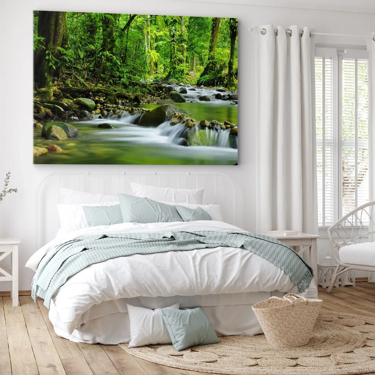 Obraz na plátne - Potok v bujnom tropickom lese - 70x50cm - Plávať morom zelene - Moderná nástenná dekorácia do obývacej izby a spálne ARTTOR