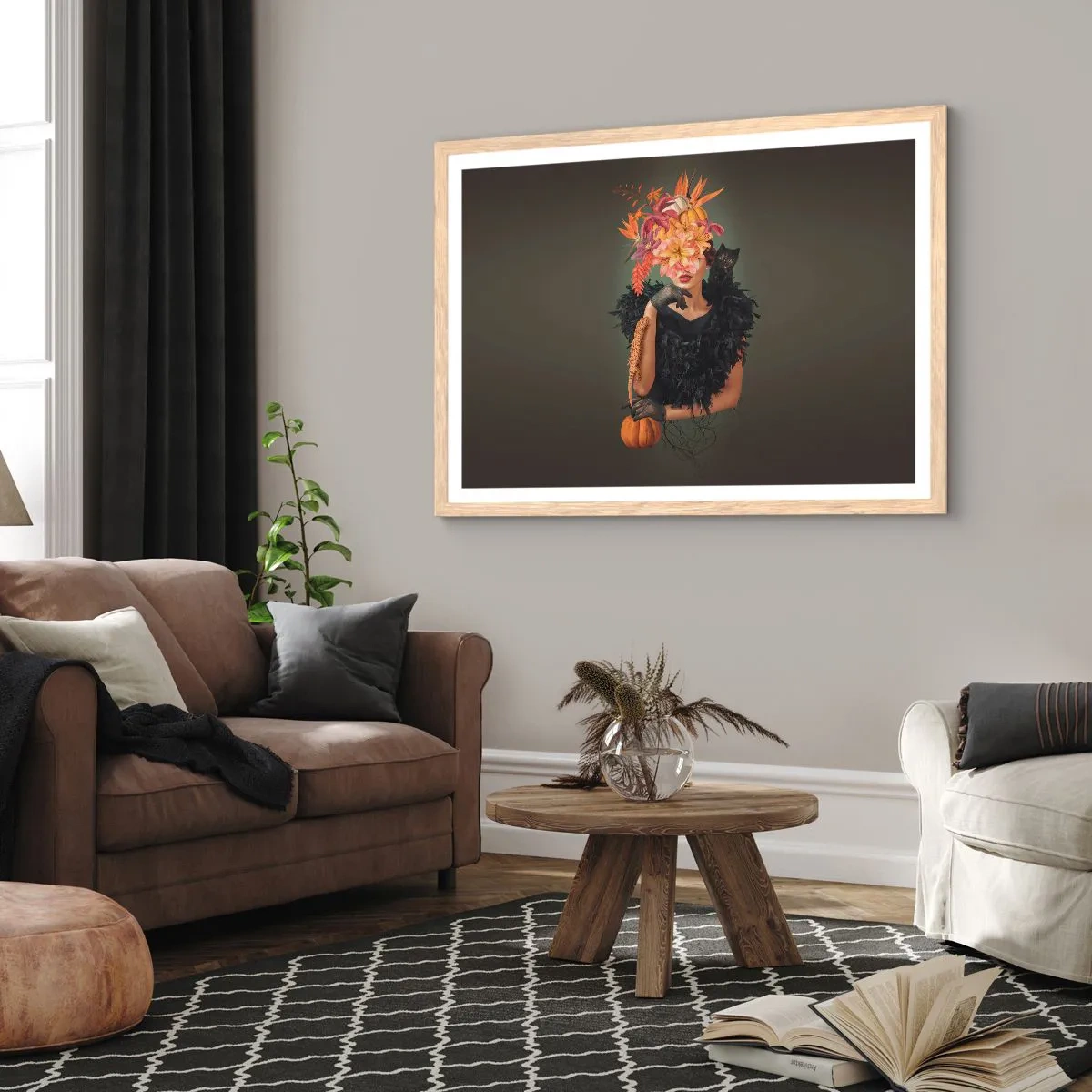 Plagát v ráme zo svetlého duba - Kúzlo čarodejnice - 100x70 cm