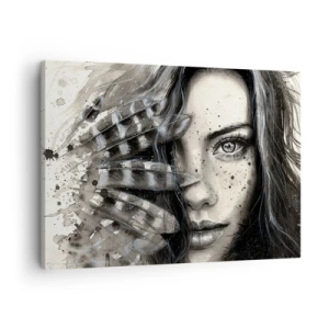 Obraz na plátne - Umelecký portrét ženy s abstraktnými detailmi - 70x50cm - Divoká krása - Moderná nástenná dekorácia do obývacej izby a spálne ARTTOR