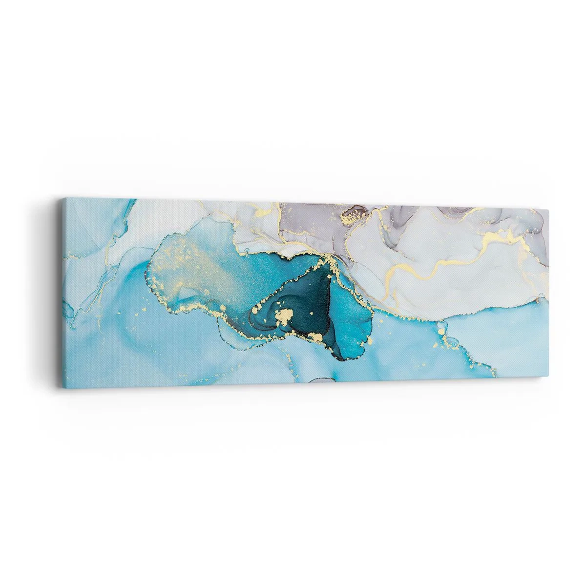 Obraz na plátne - Štúdia o stretnutí šedej a tyrkysovej - 90x30 cm
