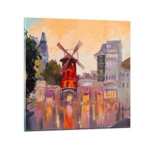 Obraz na skle - Parížske ikony – Moulin Rouge - 40x40 cm