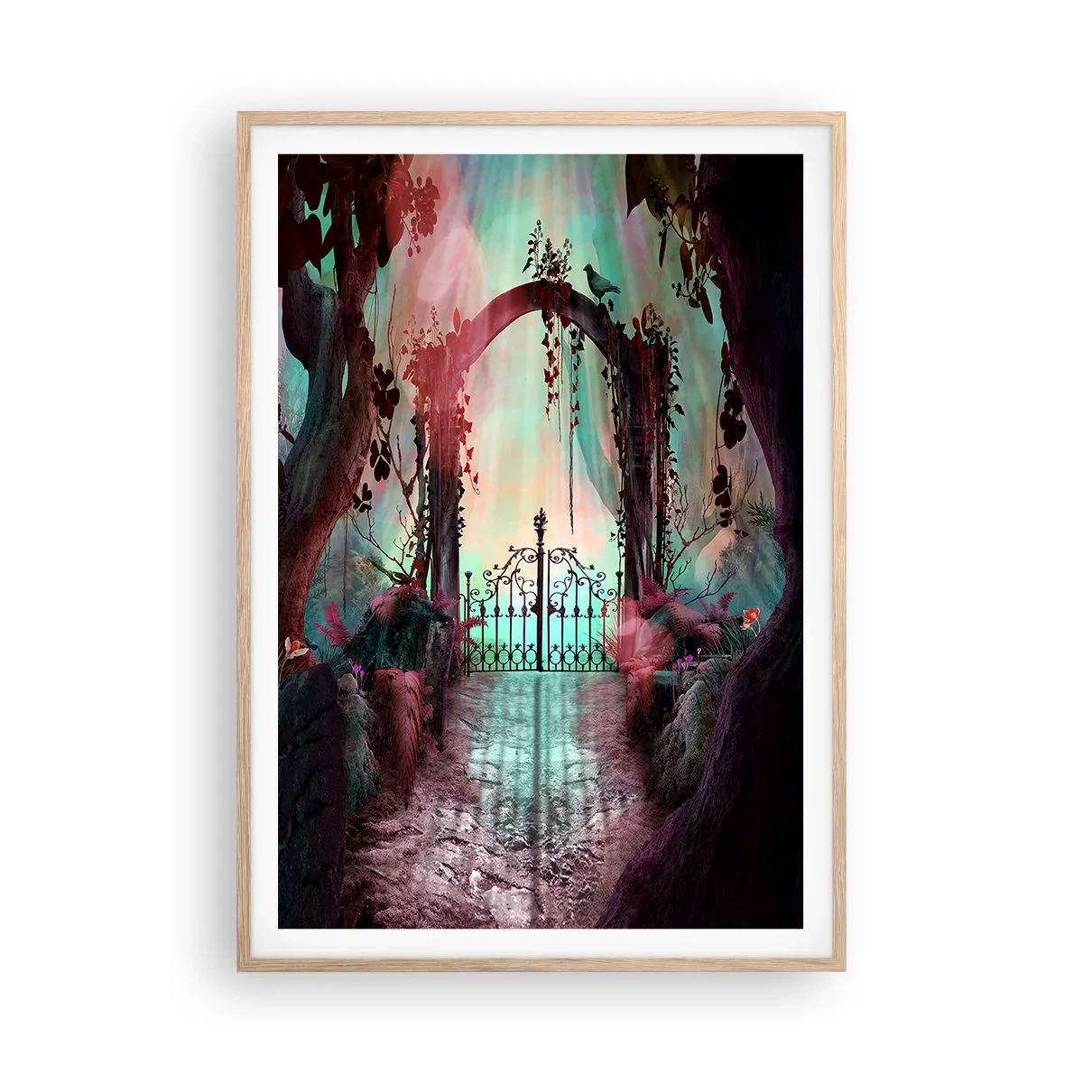 Plagát v ráme zo svetlého duba - Tajná záhrada - 70x100 cm