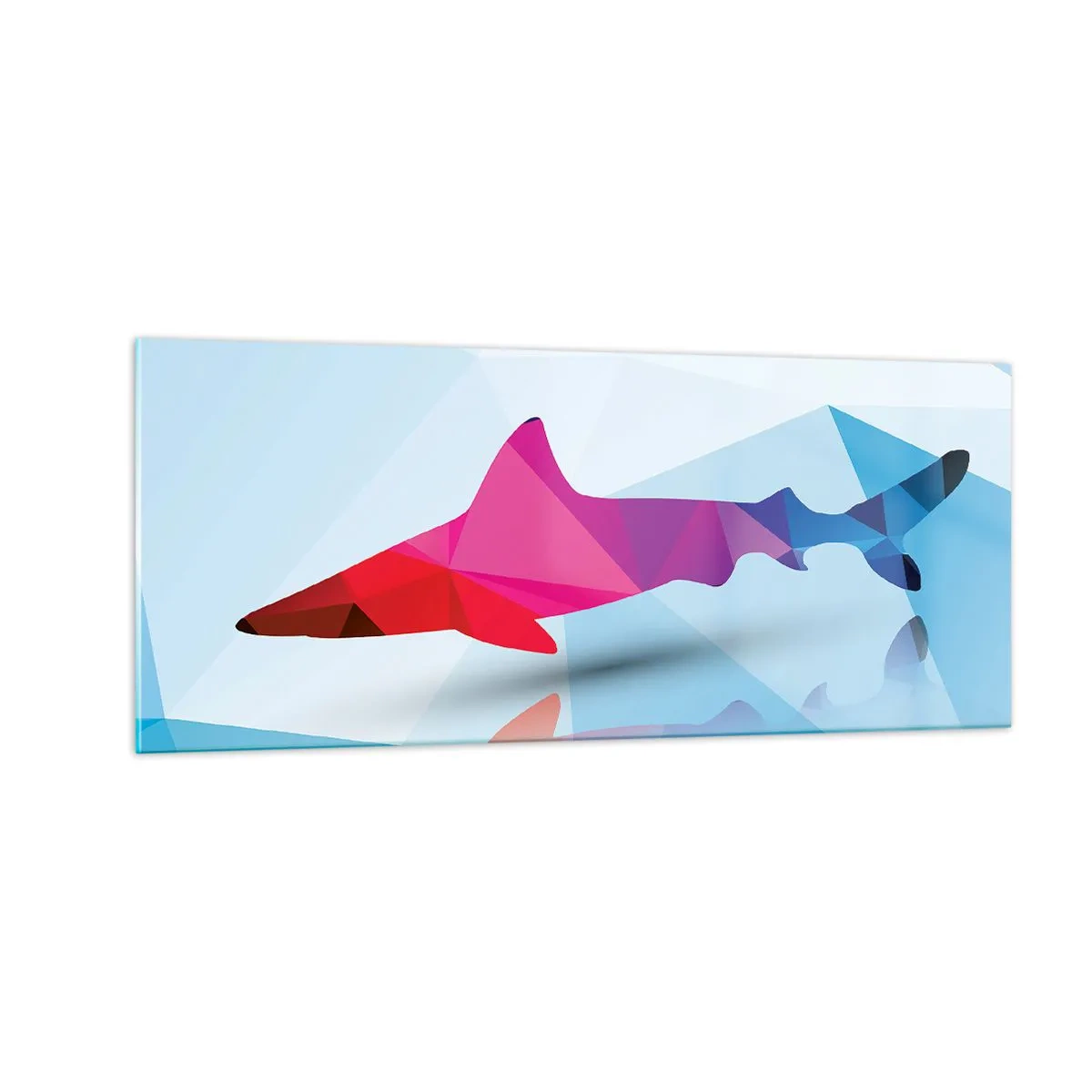 Obraz na skle - Žralok v kryštalickom priestore - 100x40 cm