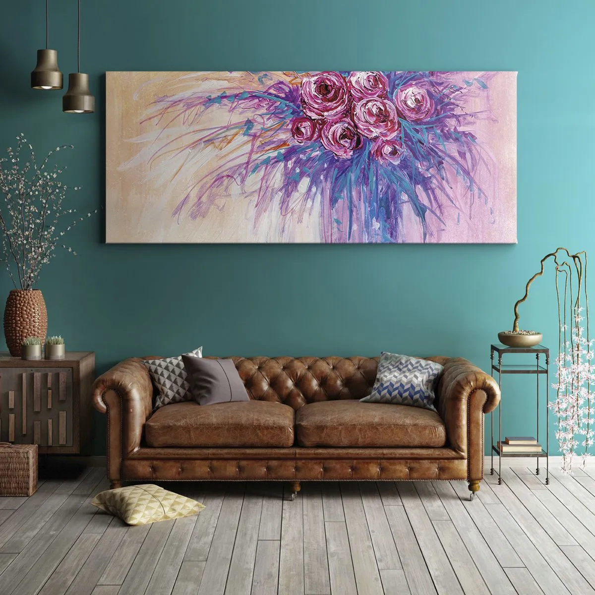 Obraz na plátne - Ružová fontána - 160x50 cm