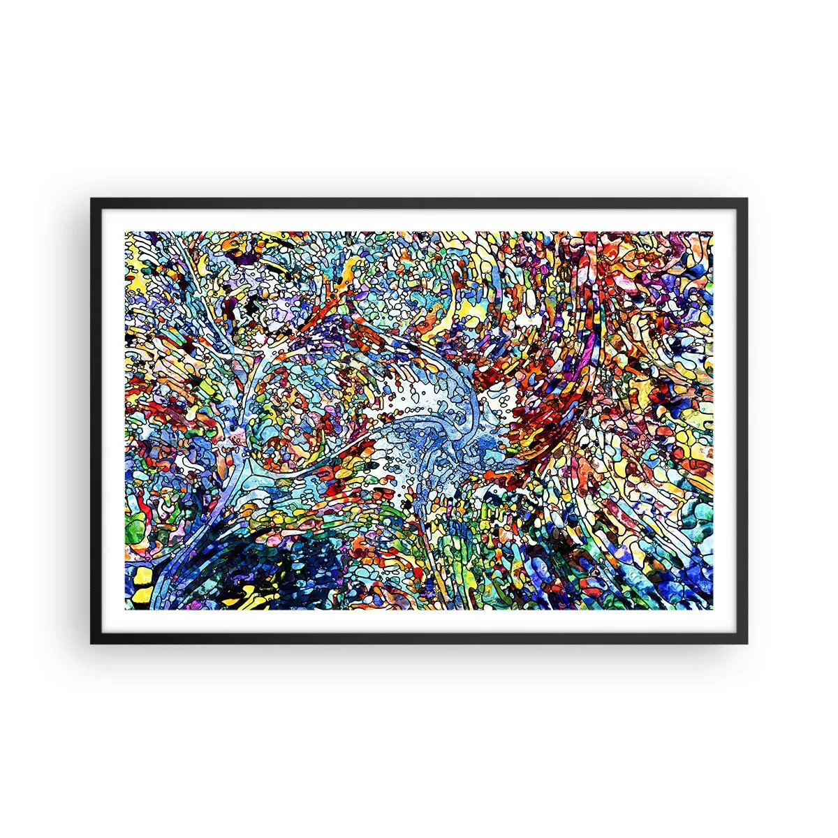 Plagát v čiernom ráme - Vitráž s kvapkami - 91x61 cm