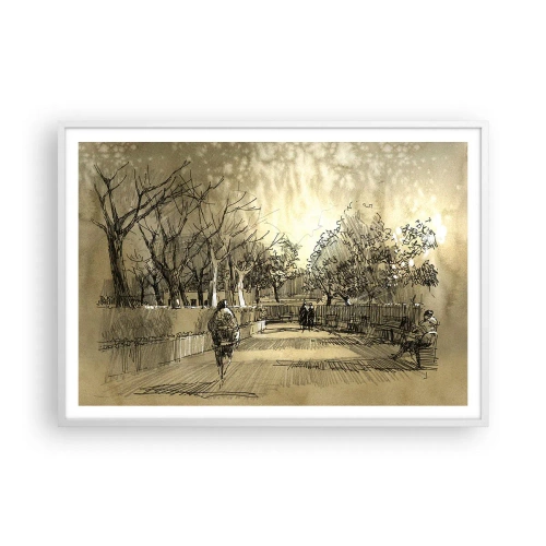 Plagát v bielom ráme - Pierkom zastavený okamih - 100x70 cm