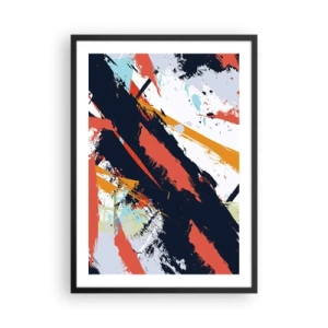 Plagát v čiernom ráme - Abstraktná kompozícia s dynamickými ťahmi štetcom. - 50x70cm - Dynamická kompozícia - Moderná nástenná dekorácia do obývacej izby a spálne ARTTOR