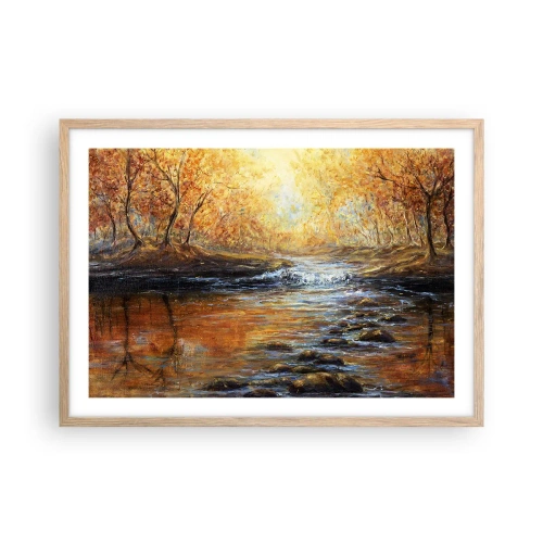 Plagát v ráme zo svetlého duba - Zlatý potok - 70x50 cm