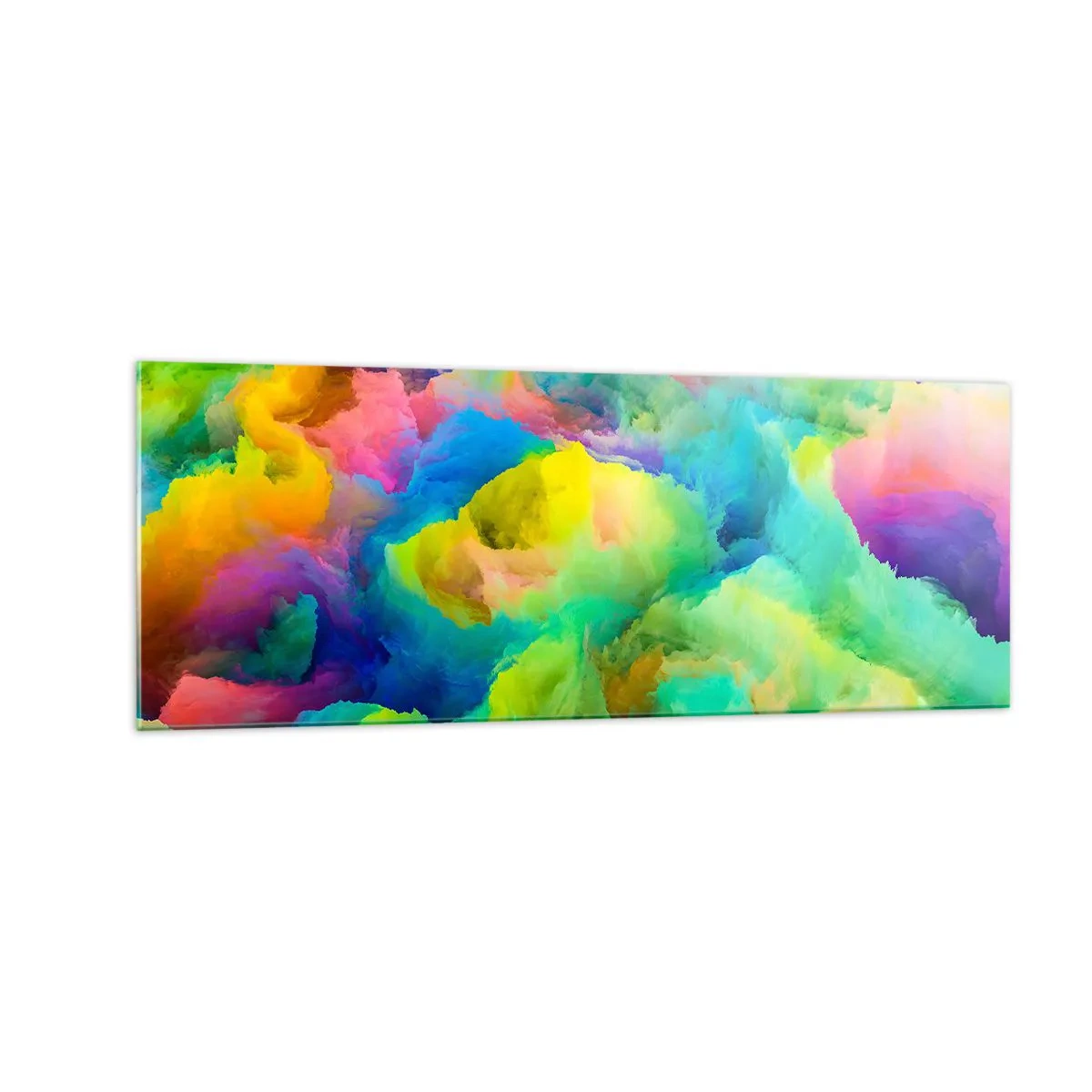 Obraz na skle - Dúhové páperie - 140x50 cm