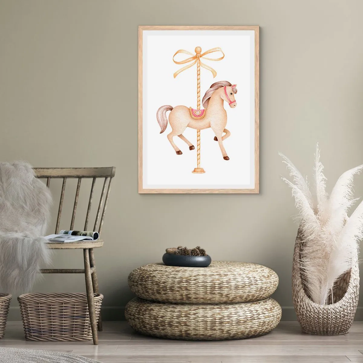 Plagát v ráme zo svetlého duba - Elegantným klusom - 70x100 cm