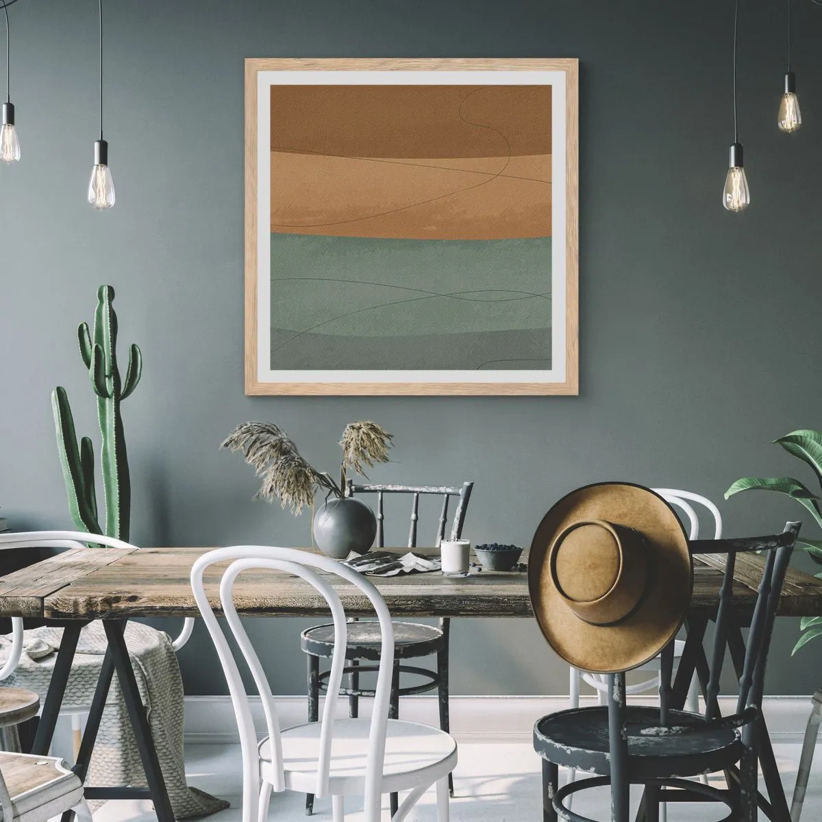 Plagát v ráme zo svetlého duba - Horizontálna kompozícia - 30x30 cm