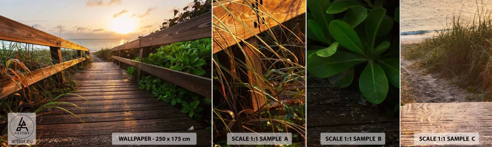 Vzorka Fototapeta Standard Eco - A priamo k brehu - Krajina, More, Drevený most - 100x30 cm