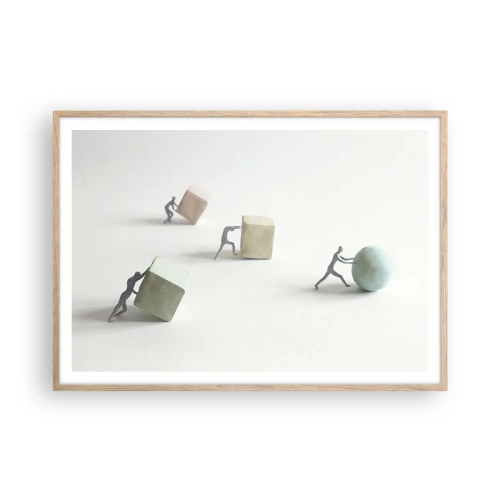 Plagát v ráme zo svetlého duba - Život samotný - 100x70 cm