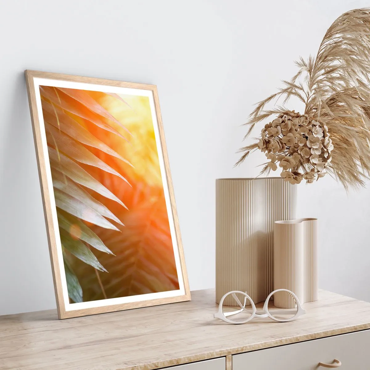 Plagát v ráme zo svetlého duba - Ráno v džungli - 70x100 cm