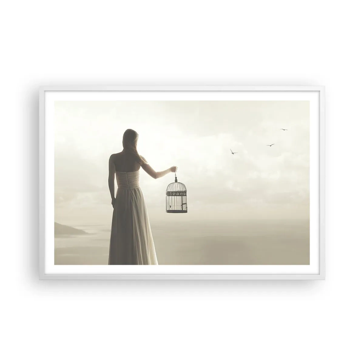 Plagát v bielom ráme - Buď slobodná - 91x61 cm