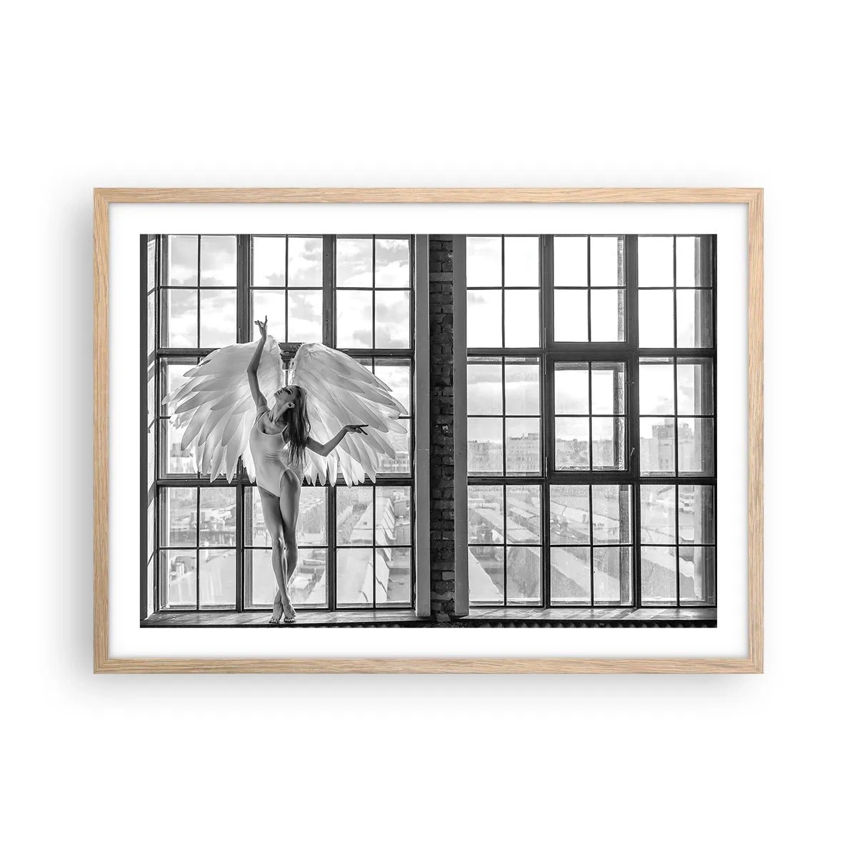 Plagát v ráme zo svetlého duba - Mesto anjelov? - 70x50 cm