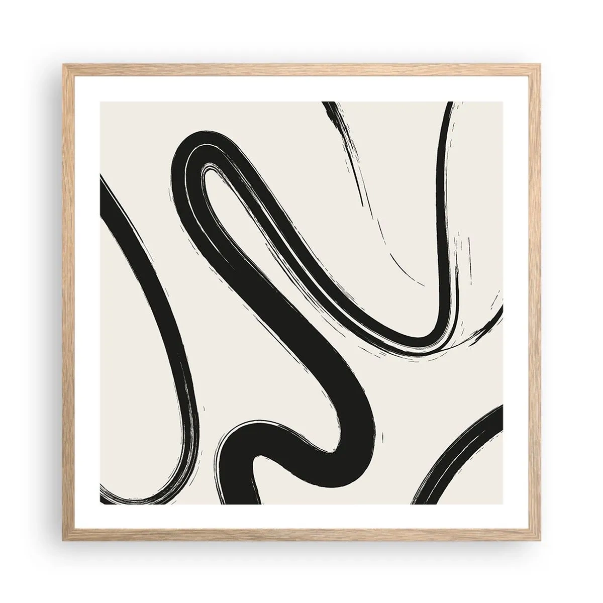 Plagát v ráme zo svetlého duba - Čiernobiely rozmar - 60x60 cm