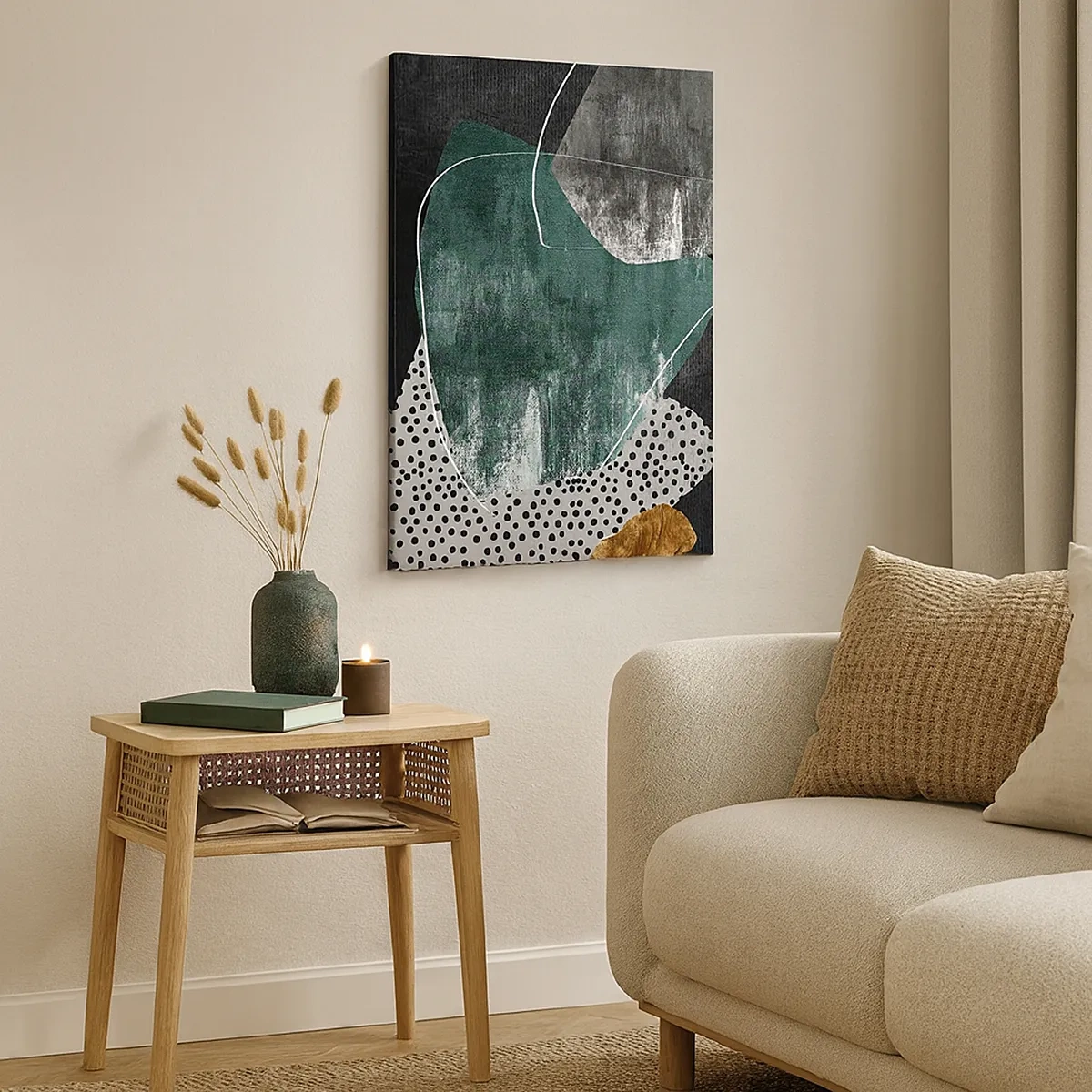 Obraz na plátne - Farebná abstrakcia so zlatou vločkou - 50x70 cm