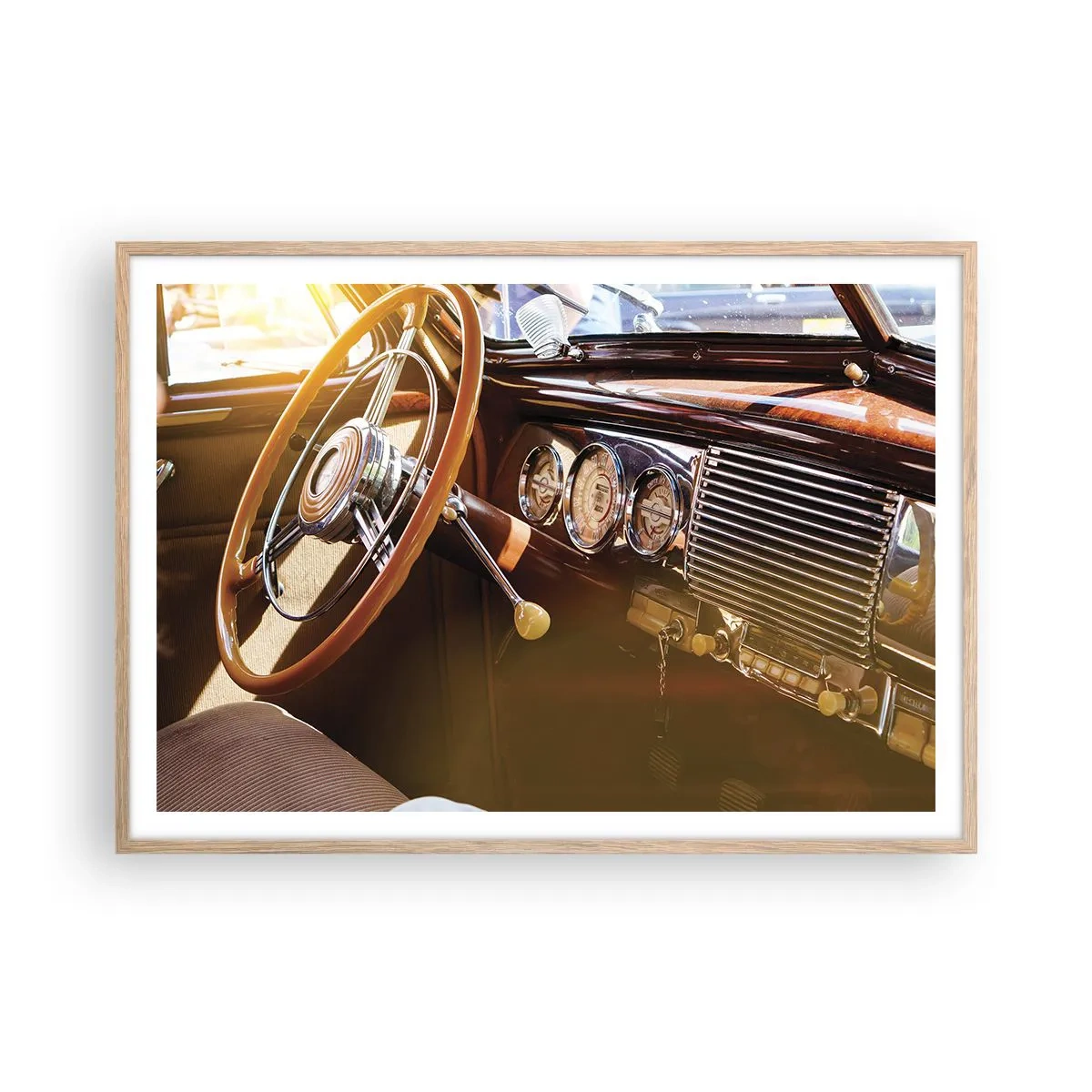 Plagát v ráme zo svetlého duba - Závan luxusu z minulosti - 100x70 cm
