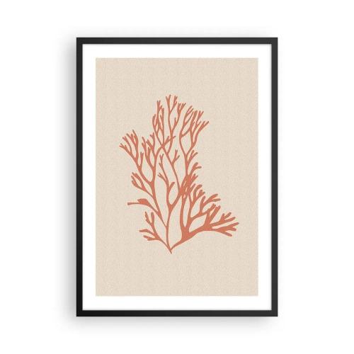 Plagát v čiernom ráme - Jemná ilustrácia koralu na svetlom pozadí - 50x70cm - Koralový filigrán - Moderná nástenná dekorácia do obývacej izby a spálne ARTTOR