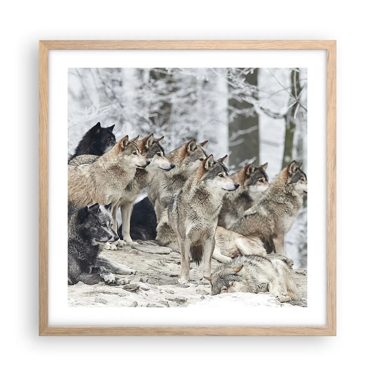 Plagát v ráme zo svetlého duba - Rodina a priatelia - 50x50 cm