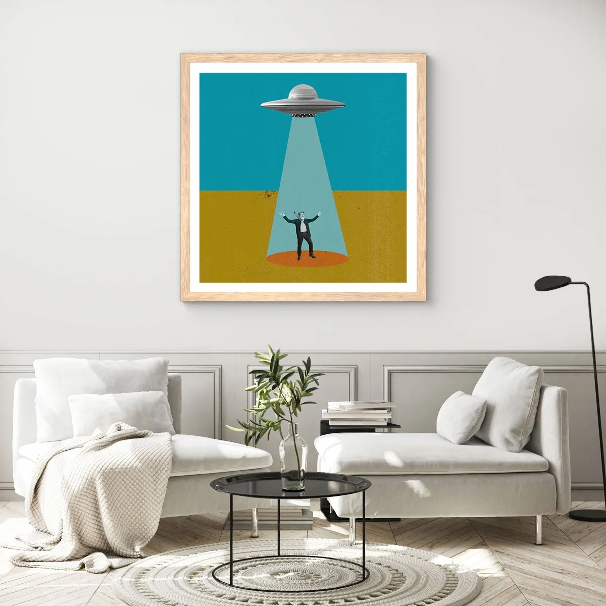 Plagát v ráme zo svetlého duba - Blízke stretnutie - 50x50 cm