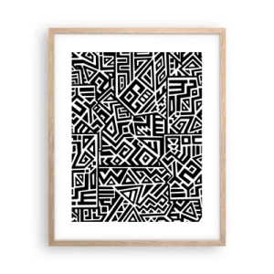 Plagát v ráme zo svetlého duba - Predkolumbovská kompozícia - 40x50 cm