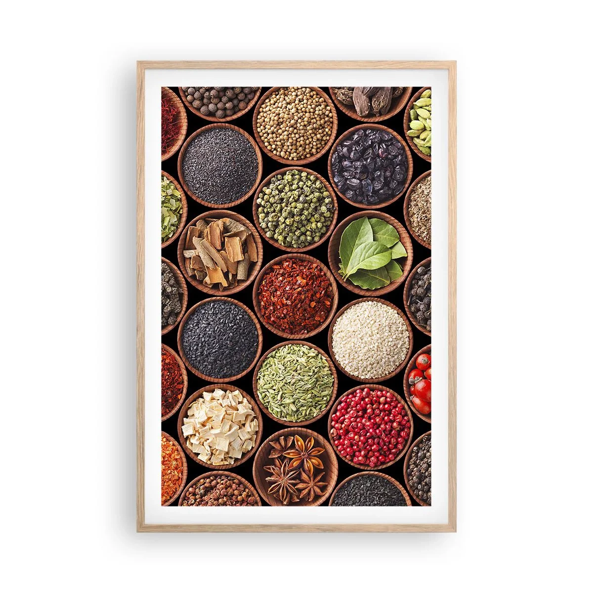 Plagát v ráme zo svetlého duba - Všetky chute sveta - 61x91 cm