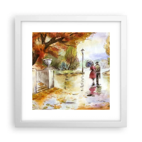 Plagát v bielom ráme - Romantická jeseň v parku
 - 30x30 cm