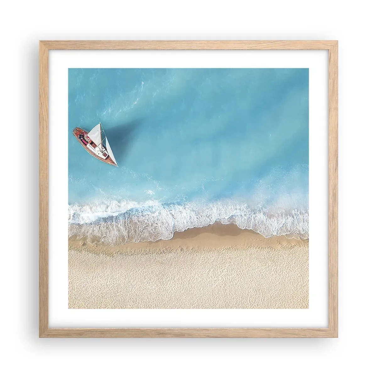 Plagát v ráme zo svetlého duba - Na hranici modrej a zlatej - 50x50 cm