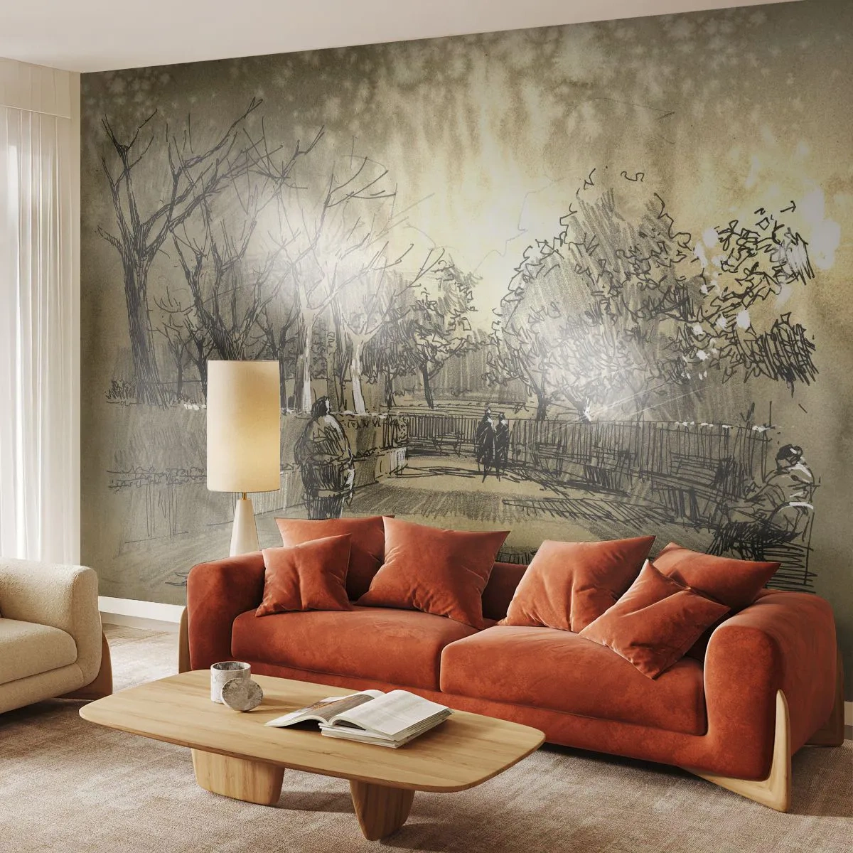 Fototapeta Premium Canvas - Pierkom zastavený okamih - Park Alley, Park, Sépia - 250x175 cm