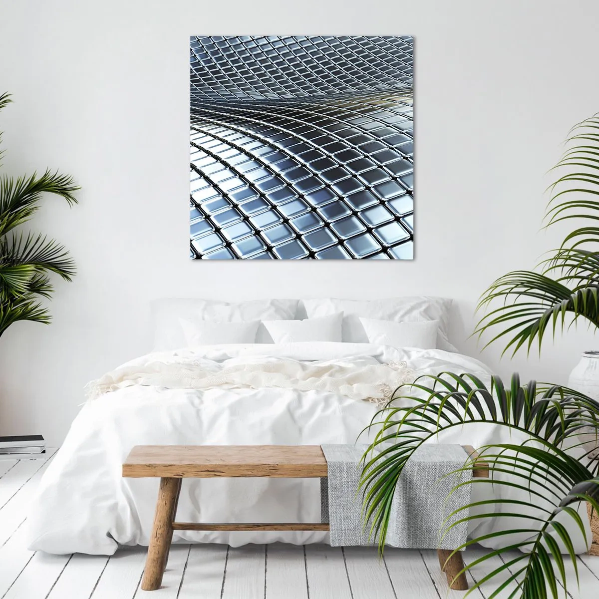 Obraz na plátne - Kovová strieborná vlna - 70x70 cm