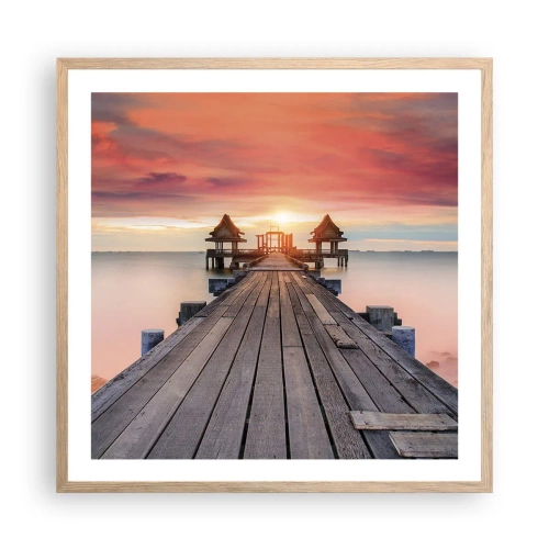 Plagát v ráme zo svetlého duba - Západ na východe - 60x60 cm