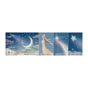 Vzorka fototapety Premium Canvas - Modrá koketa - Abstrakcia, Pre deti, Mesiac - 100x30 cm
