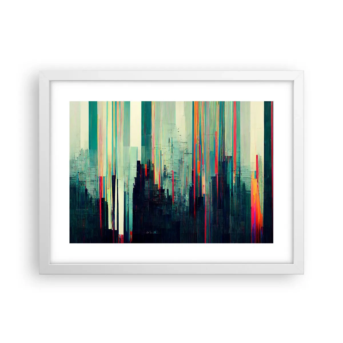 Plagát v bielom ráme - Futuristické mesto - 40x30 cm