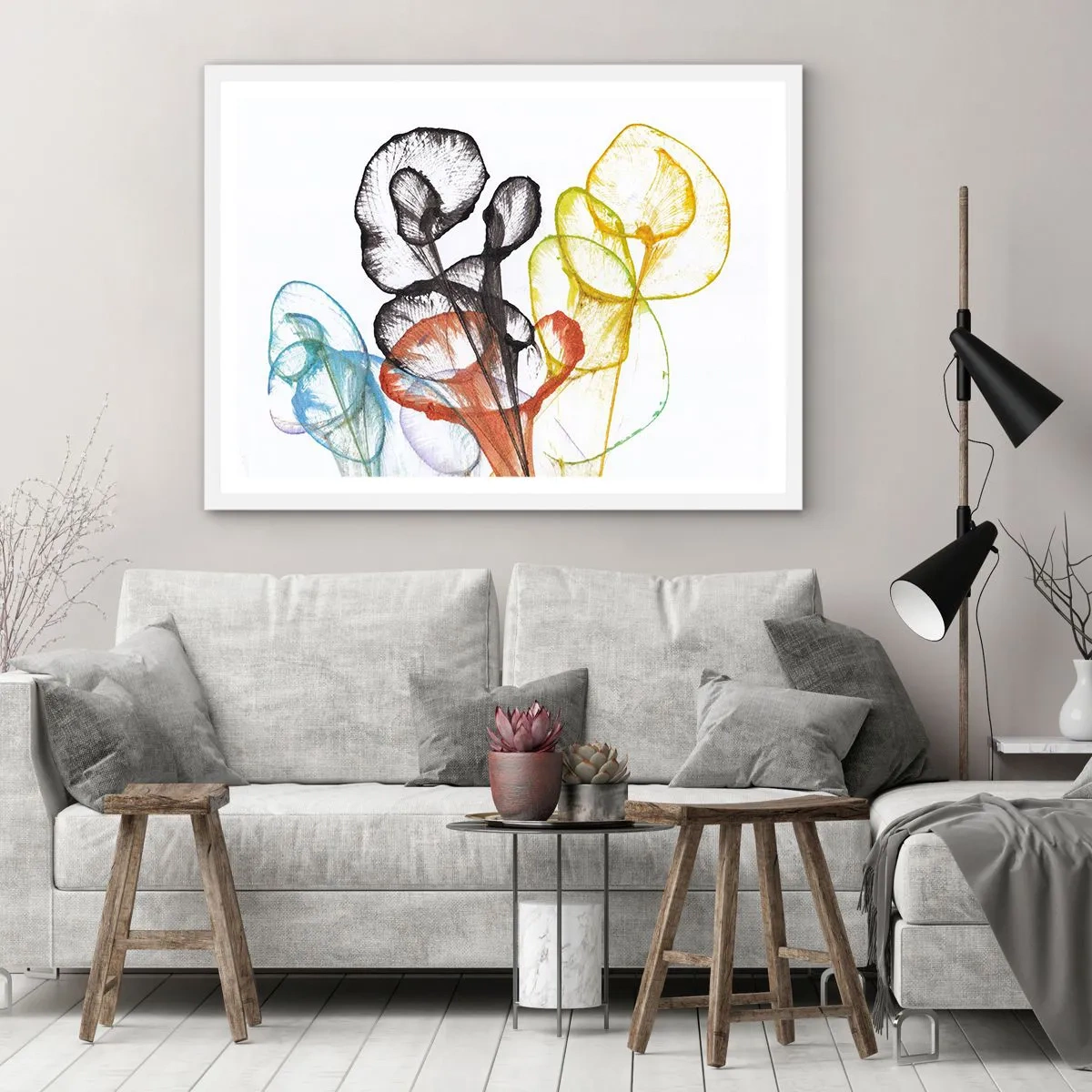 Plagát v bielom ráme - Kvety s dušou - 91x61 cm