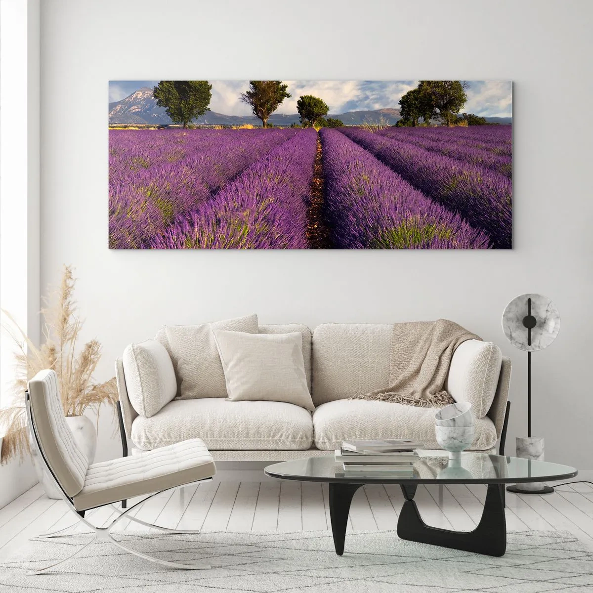 Obraz na skle - Levanduľové polia - 90x30 cm