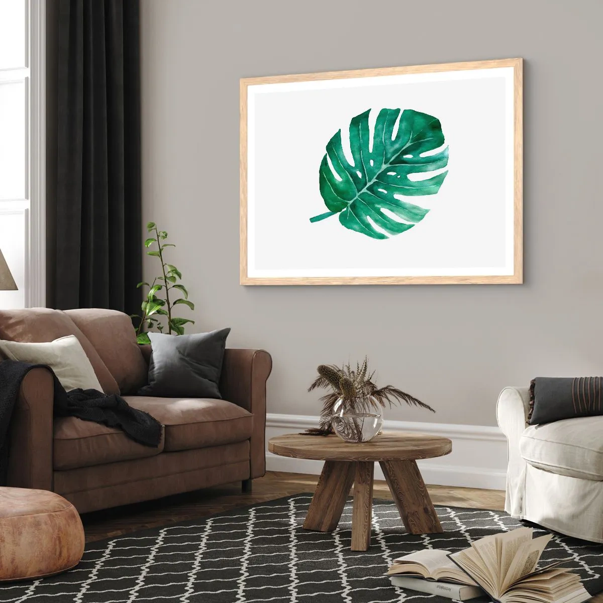 Plagát v ráme zo svetlého duba - Zelený koncept - 70x50 cm