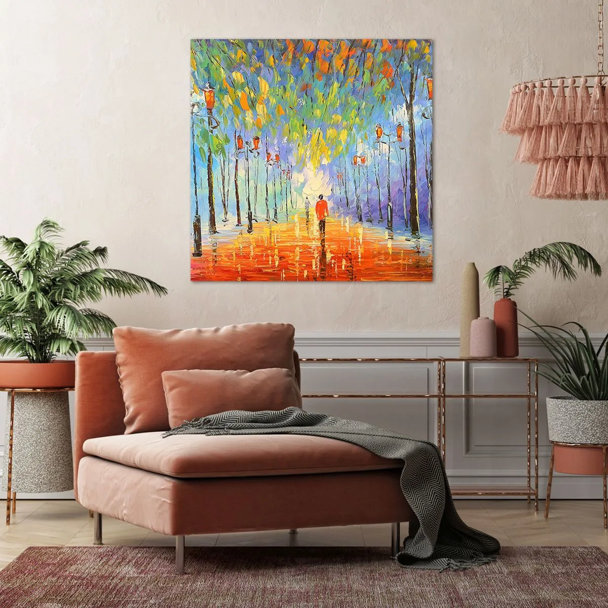Obraz na plátne - Nočná pieseň dažďa - 40x40 cm