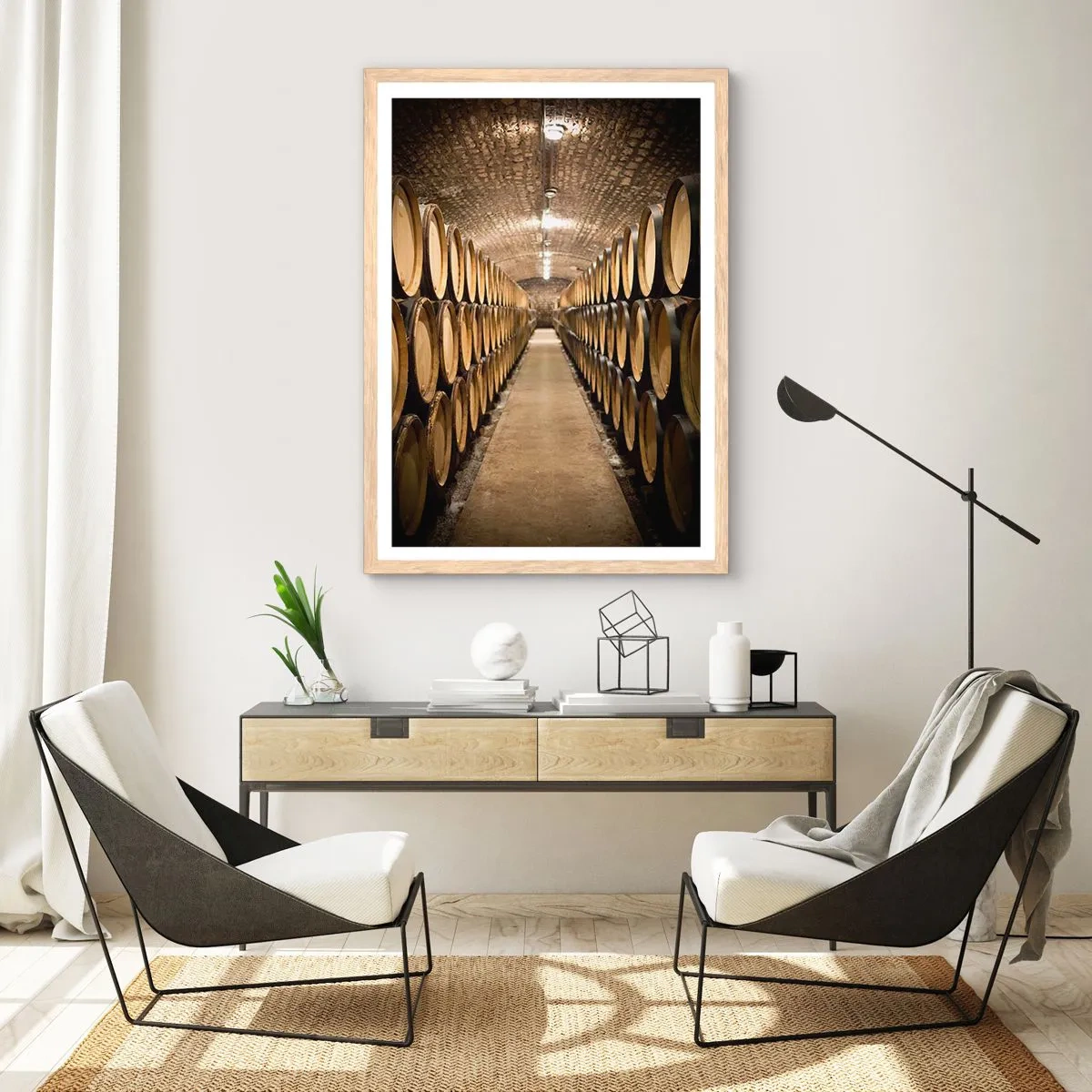 Plagát v ráme zo svetlého duba - V murovanej pivnici - 61x91 cm